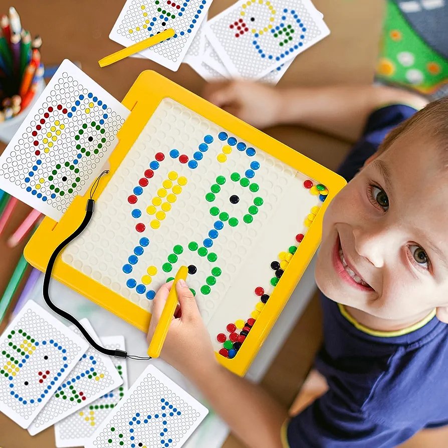Magnetic Drawing Board with Magnetic Pen and Beads for Kids