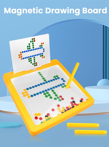 Magnetic Drawing Board with Magnetic Pen and Beads for Kids