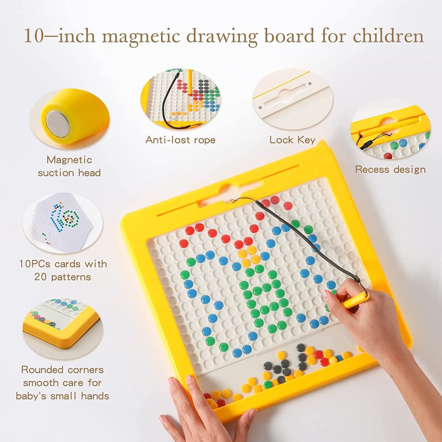 Magnetic Drawing Board with Magnetic Pen and Beads for Kids