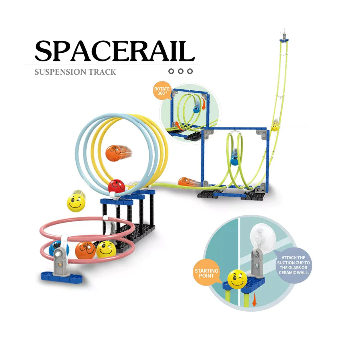 Marbles Run Building Blocks Space Rail Rotation