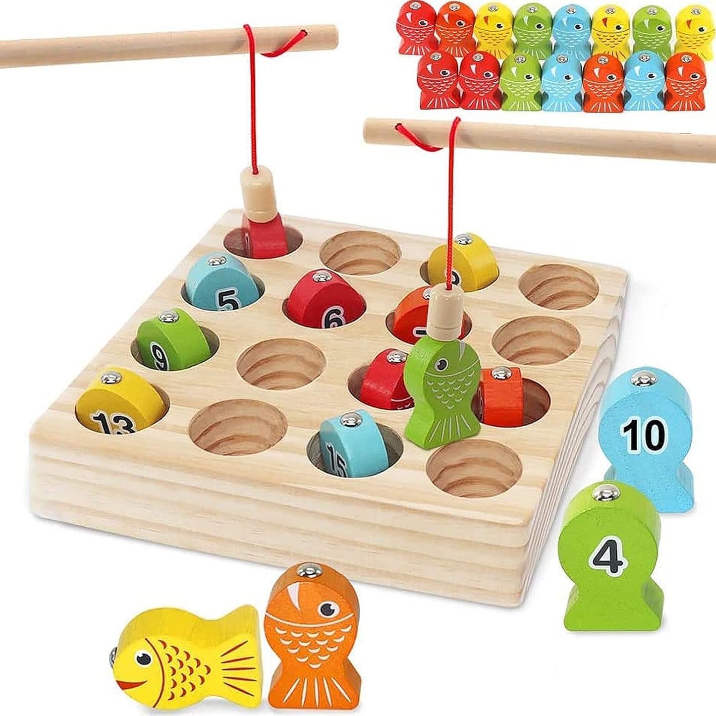 Colourful Magnetic Fishing Game in Wooden Craft for Kids