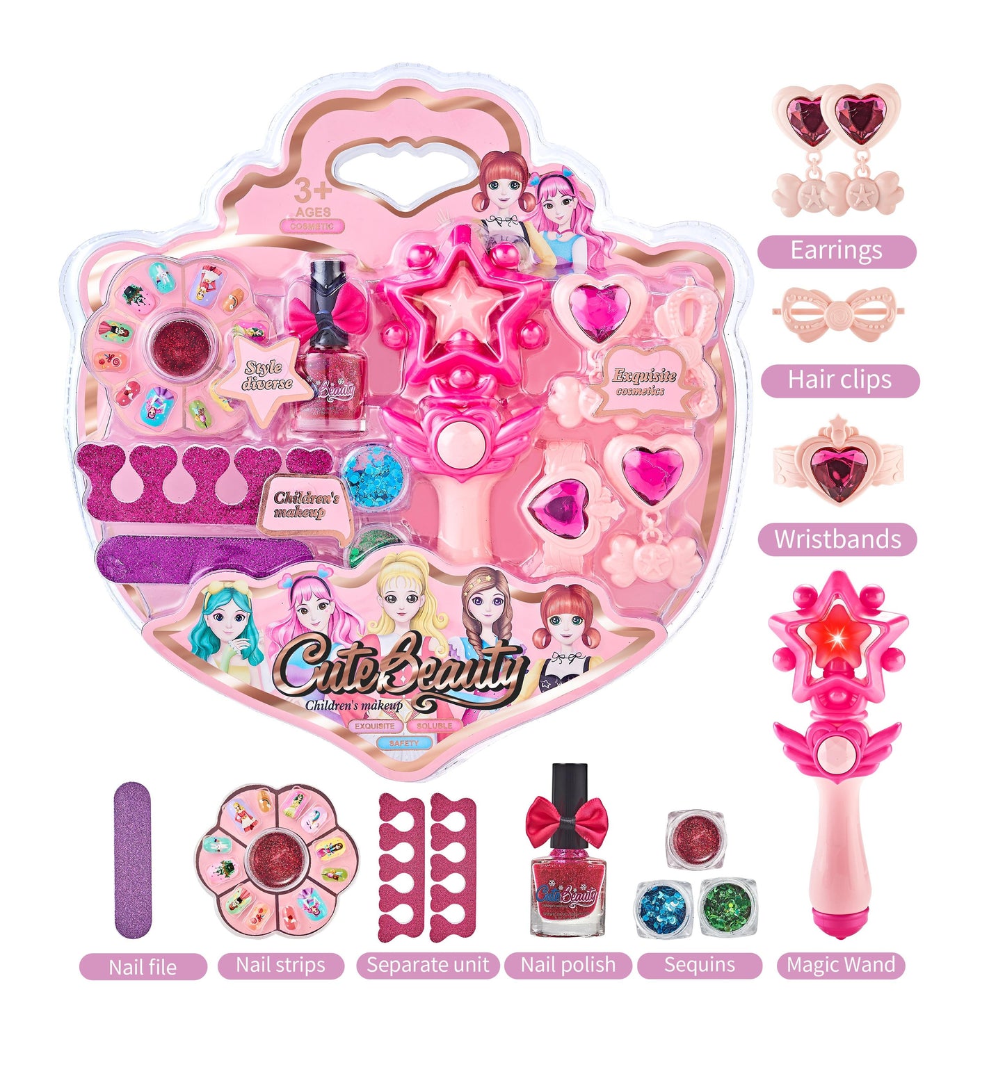 Kids Play Real Washable Makeup Kit Cosmetics Toys Gift Dress up Set, Birthday Gift Toys for Little Girls Toddlers 4-9 Years