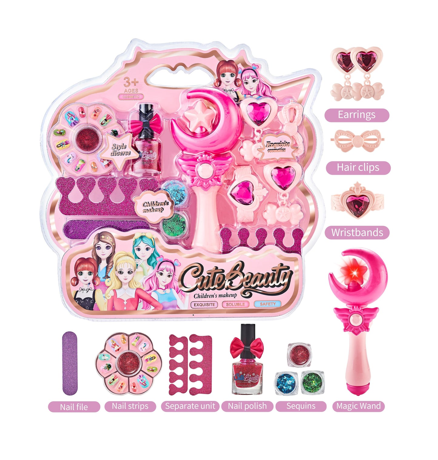 Kids Play Real Washable Makeup Kit Cosmetics Toys Gift Dress up Set, Birthday Gift Toys for Little Girls Toddlers 4-9 Years