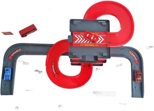 Multi Level Track Set With Cars for Children