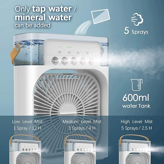 Multifunction Water Spray Mist Air Cooler USB Electric Portable Fan