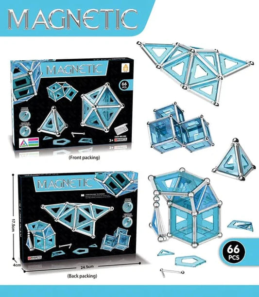 3D Crystal Magnetic Toy Sticks Building Blocks Puzzle 66 Pieces