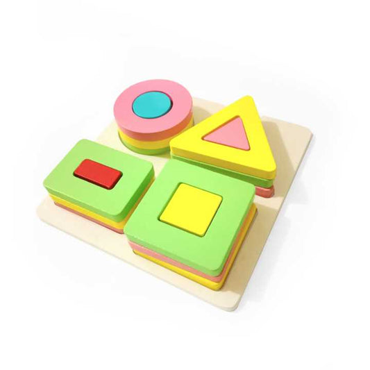 Colorful Geometric Shape Puzzle Board For Kids