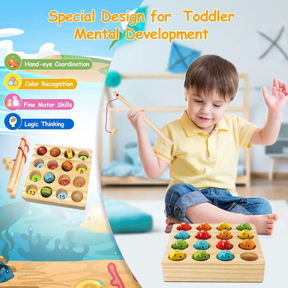 Colourful Magnetic Fishing Game in Wooden Craft for Kids