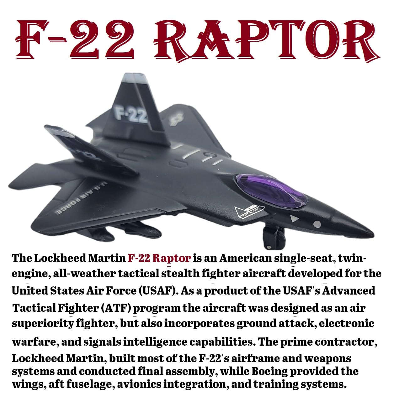 Zugar Land Die-Cast Pullback Stealth Bomber Models