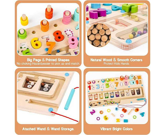 Wooden Magnetic Color and Number Maze Board For Kids