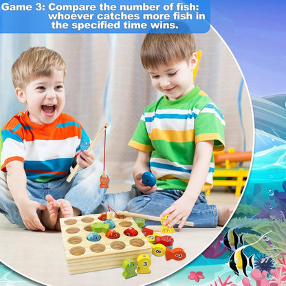 Colourful Magnetic Fishing Game in Wooden Craft for Kids
