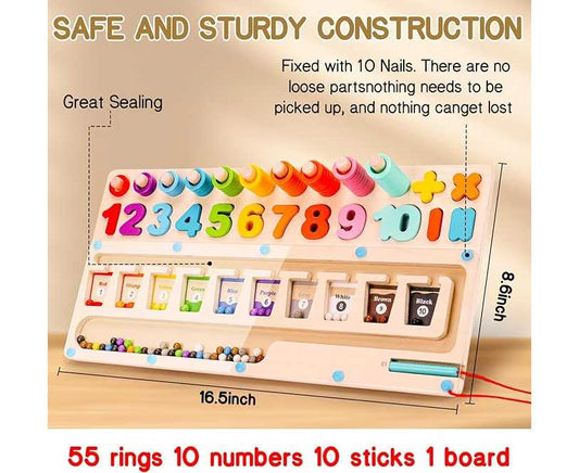 Wooden Magnetic Color and Number Maze Board For Kids
