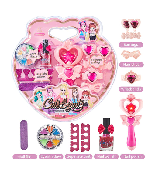 Kids Play Real Washable Makeup Kit Cosmetics Toys Gift Dress up Set, Birthday Gift Toys for Little Girls Toddlers 4-9 Years
