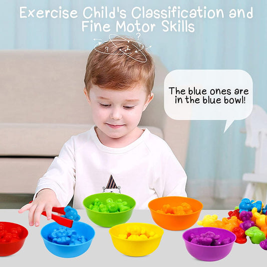 Colorful Sort Counting Bears with Matching Cups Toy for Kids