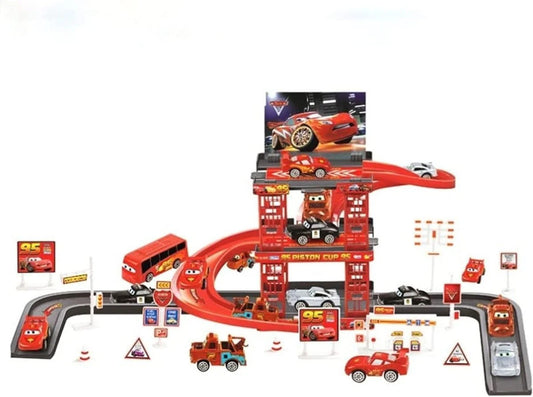 Multi Level Track Set With Cars for Children