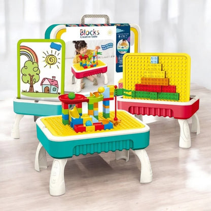 2 in 1 Creative Building Block Puzzle & Drawing Board Table