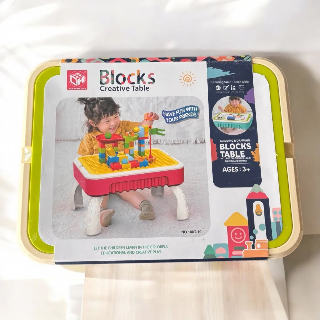 2 in 1 Creative Building Block Puzzle & Drawing Board Table