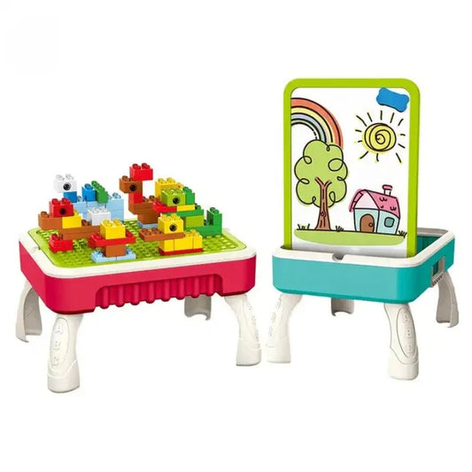 2 in 1 Creative Building Block Puzzle & Drawing Board Table
